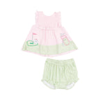 Angel Dear Ruffle Top with Applique & Bloomer - Golf