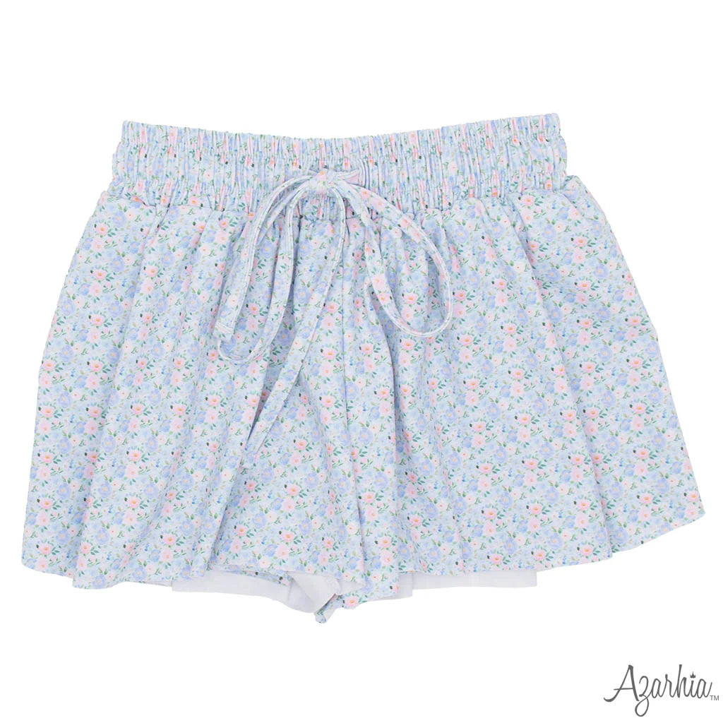 Azarhia Grand Blue Flowers Butterfly Shorts