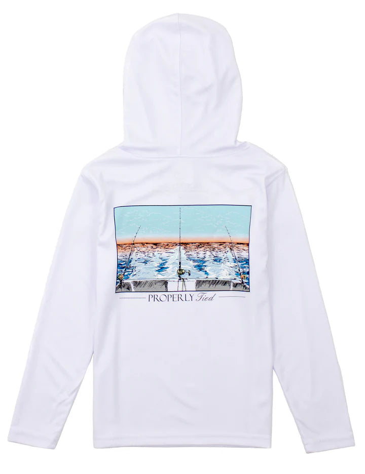Properly Tied Boys Shade Performance Hoodie Castaway White