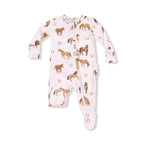 Horses Pink Ruffle Back Footie