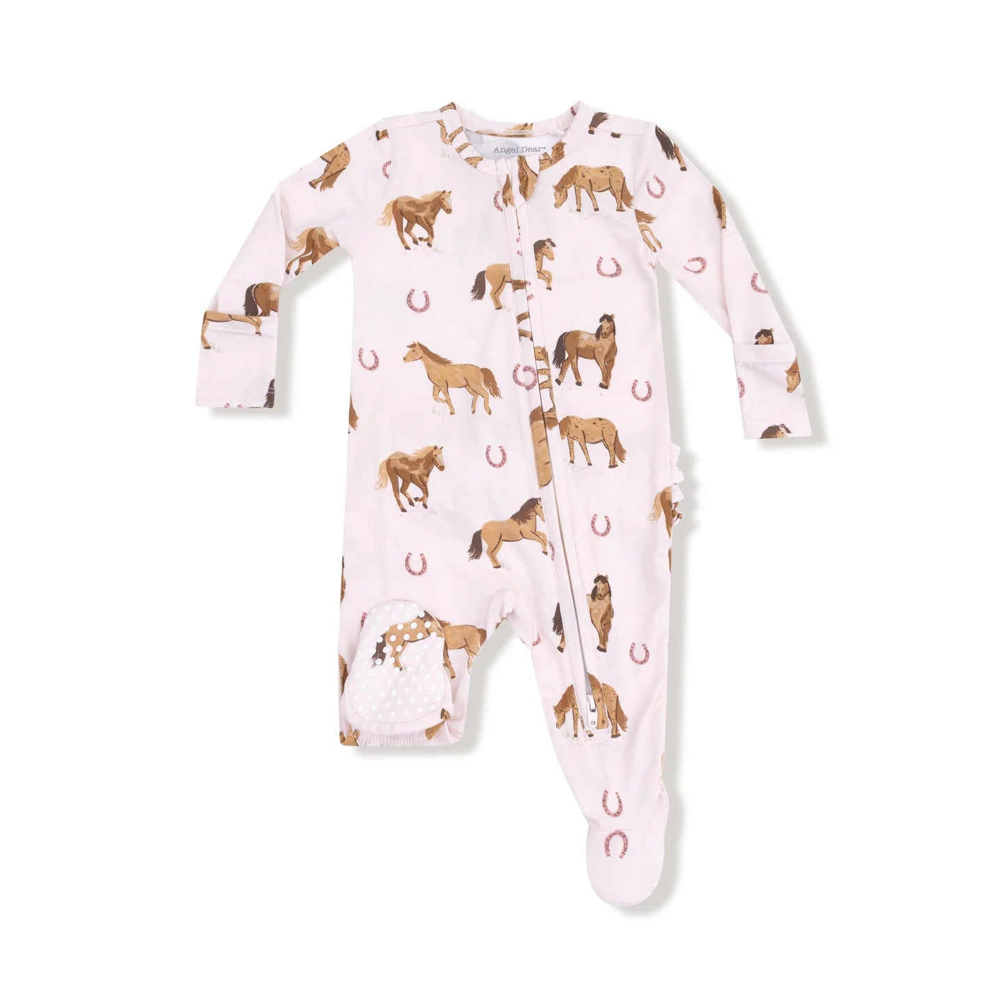 Horses Pink Ruffle Back Footie