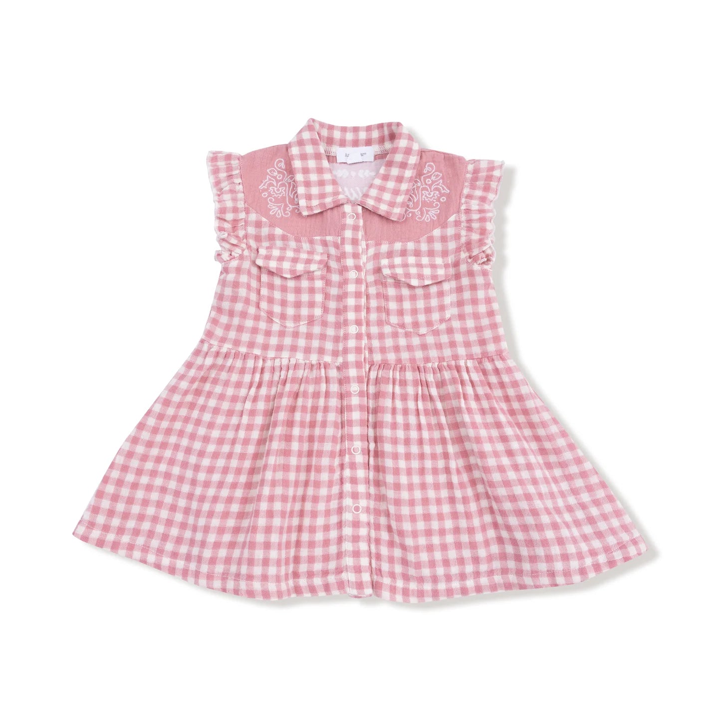 Western Pearl Snap Dress - Pink