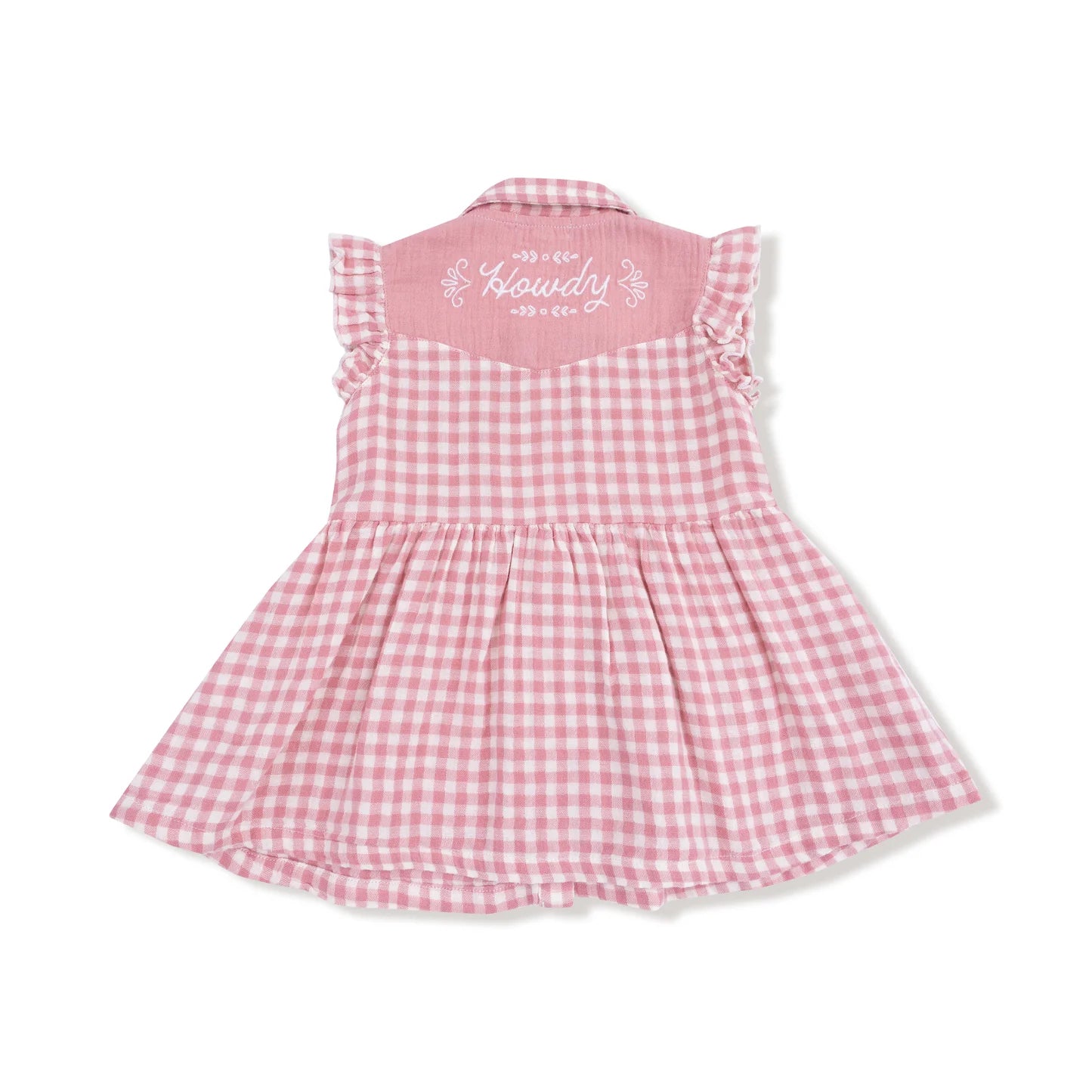 Western Pearl Snap Dress - Pink