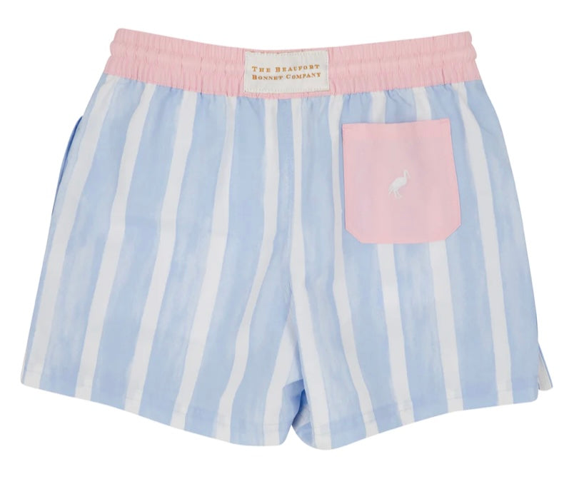 The Beaufort Bonnet Co Turtle Bay Swim Trunks- Sea Wall Stripe