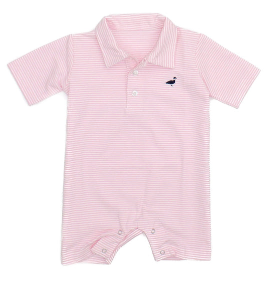 Properly Tied Shortall -Light Pink Stripe