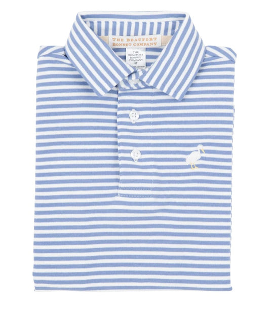 The Beaufort Bonnet Co Polo - Long Sleeve Periwinkle Stripe