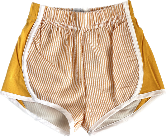 Girls Orange Seersucker Shorts