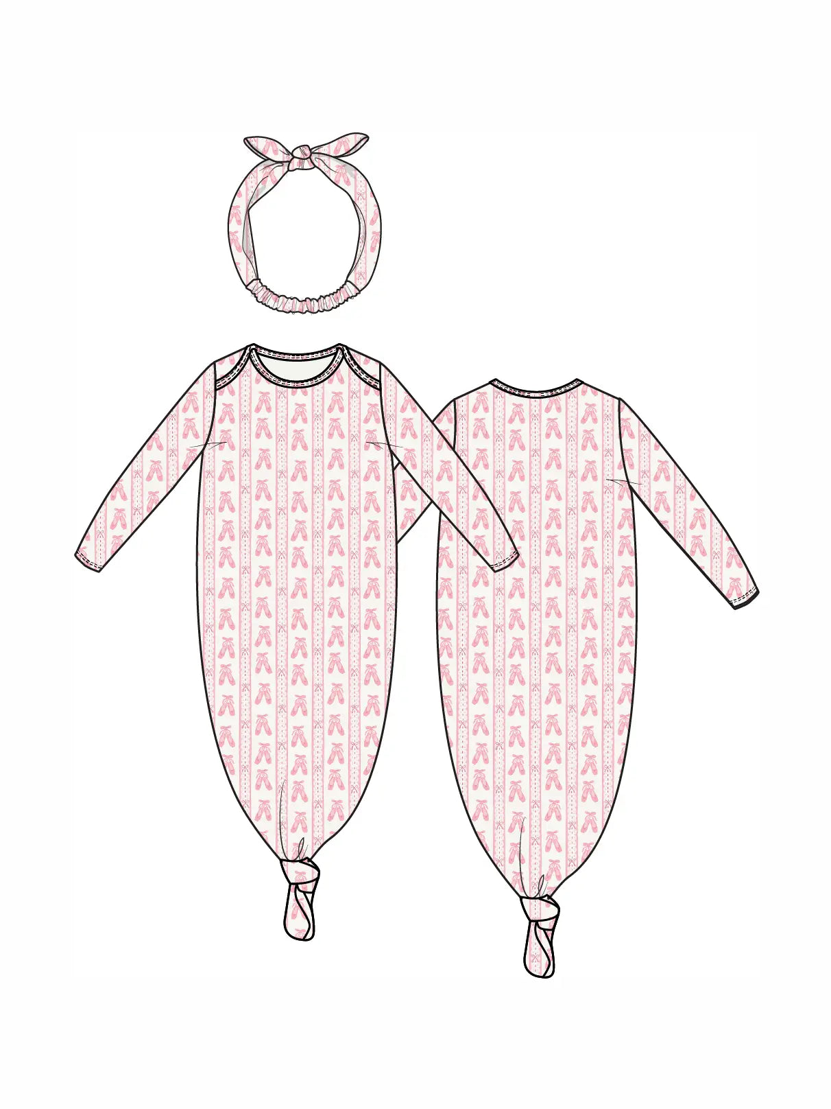Angel Dear Knotted Gown/Headband Ballet/Stripe