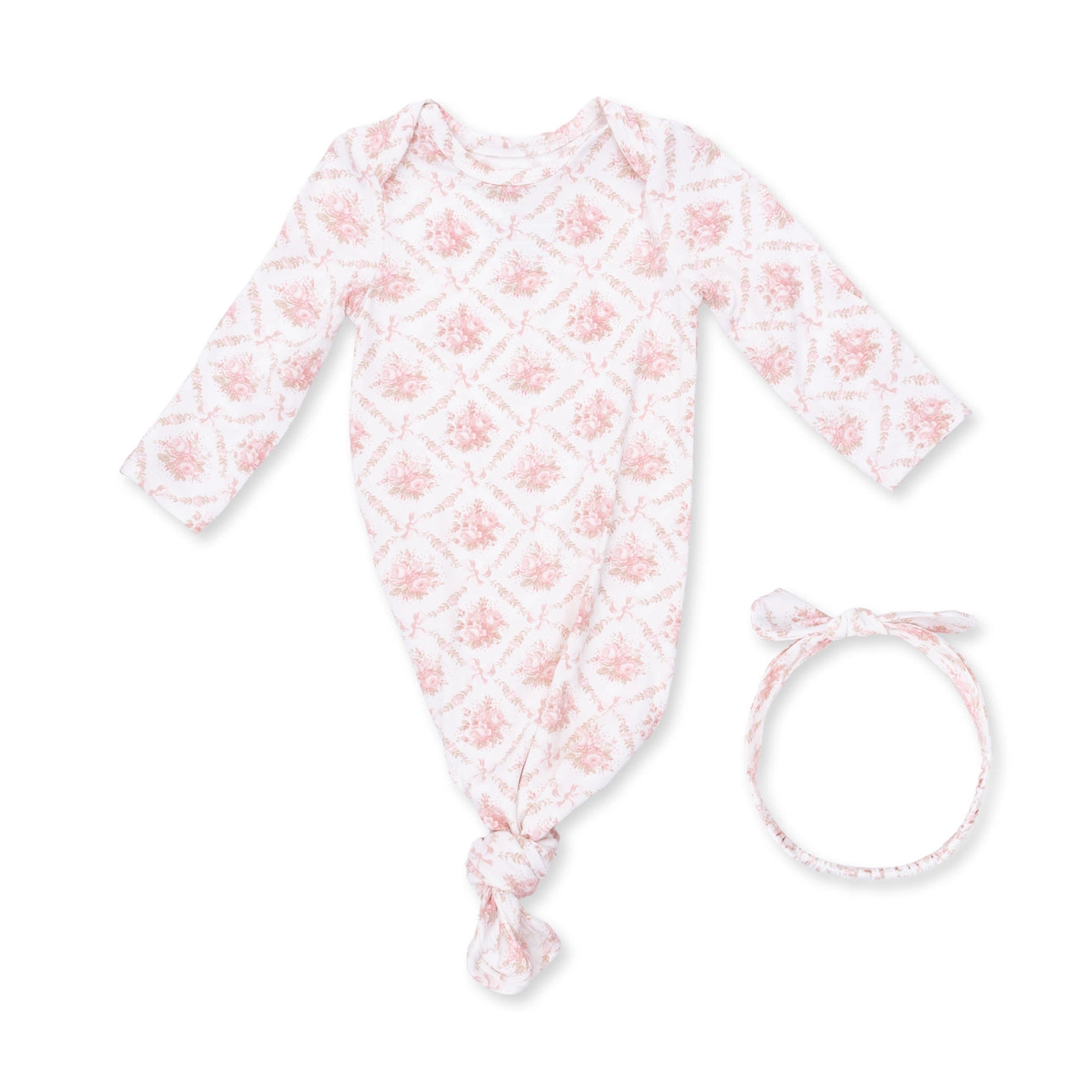 Angel Dear Knotted Gown/Headband Rose Bow Lattice