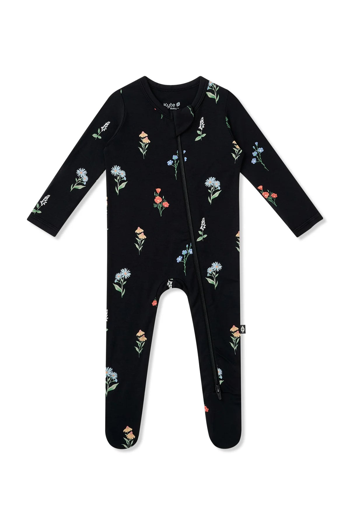 Kyte Baby Zippered Footie-Midnight Wildflower