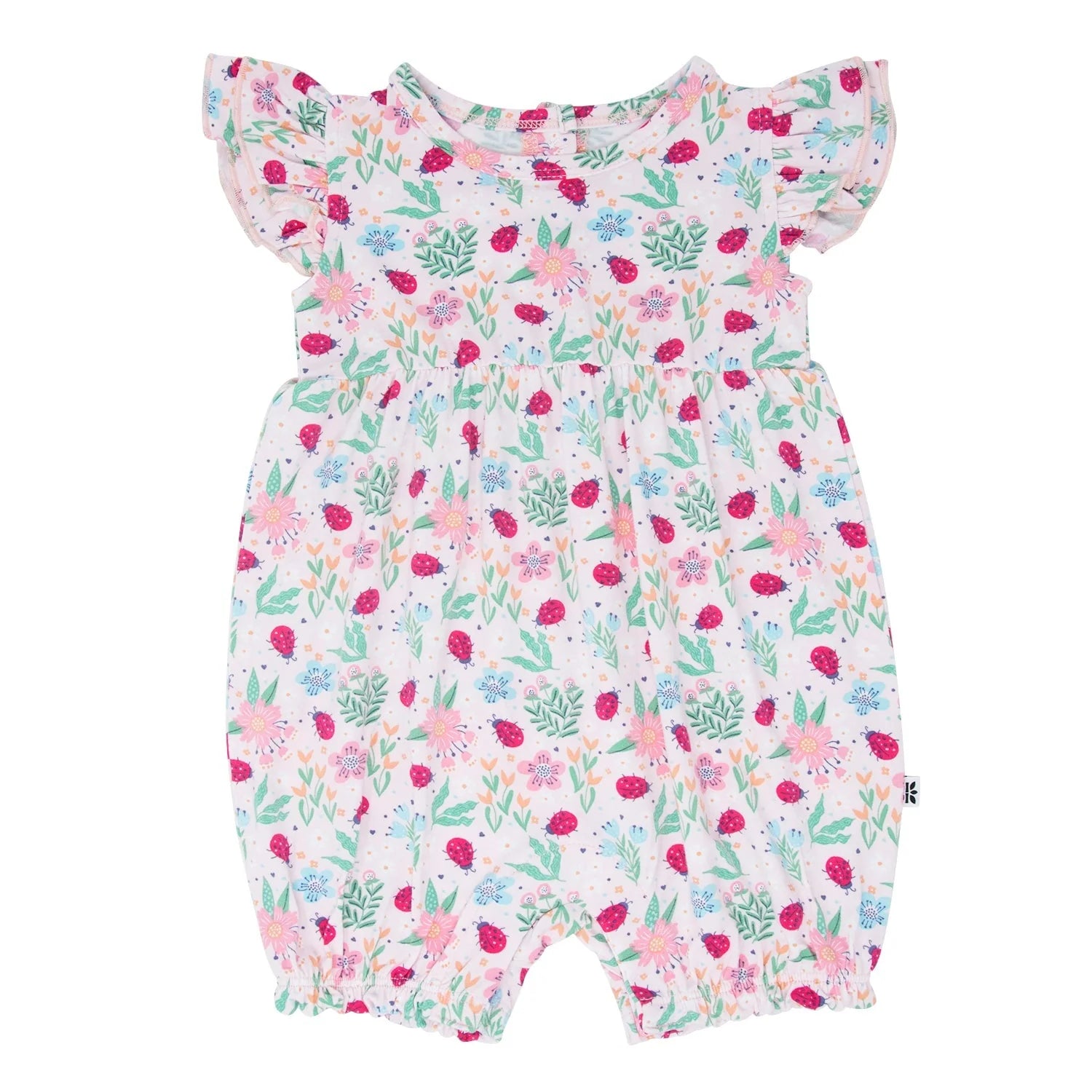 Sweet Bamboo Ladybug Flower Garden Ruffle Romper