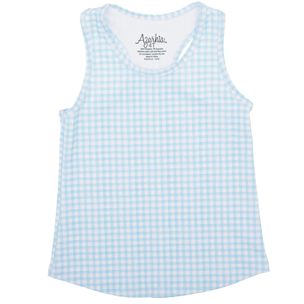 Azarhia Blue Gingham Printed Tank
