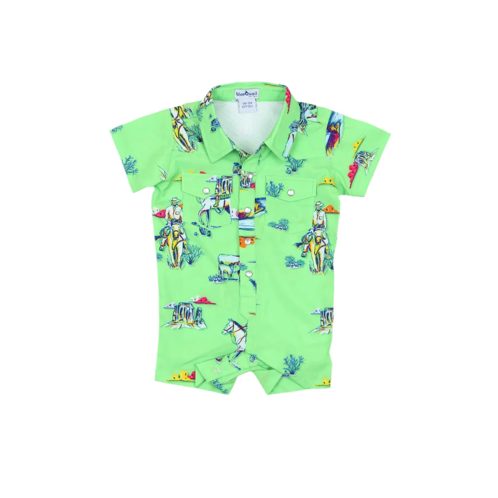 Blue Quail Cattle Drive Pearl Snap Romper