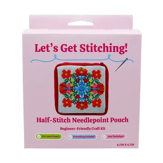 Needlepoint Floral Craft Pouch Kit