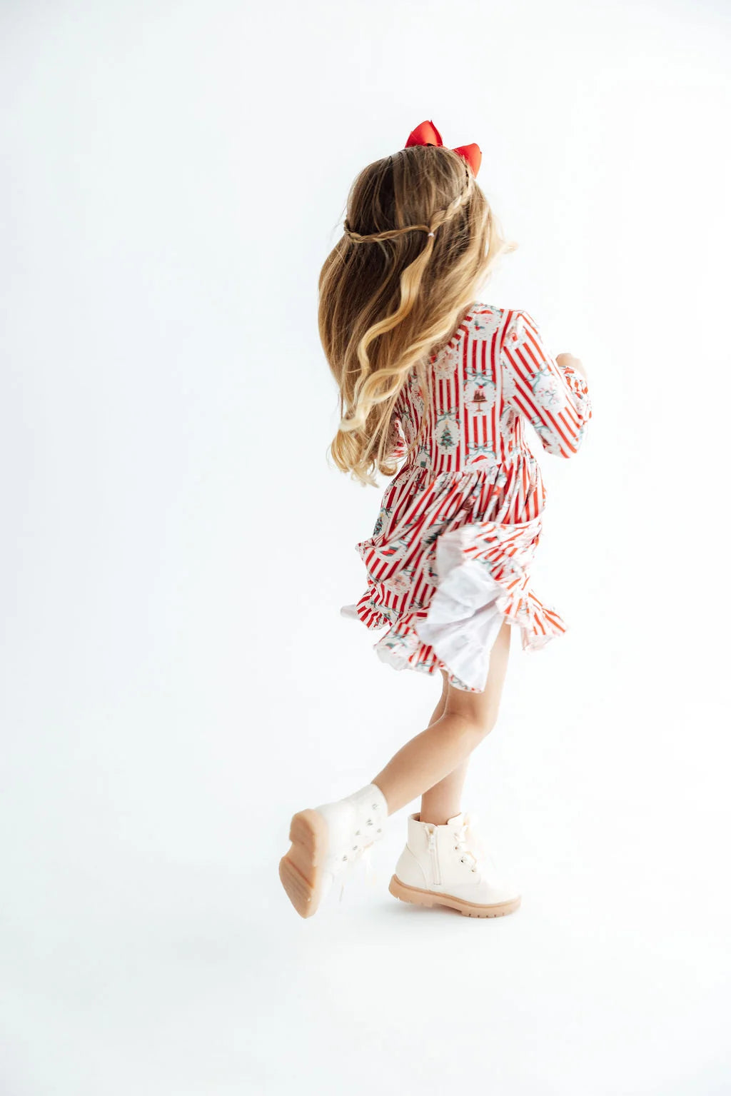 Santa's Sweet Shoppe Ruffle Hem Twirl Dress LS