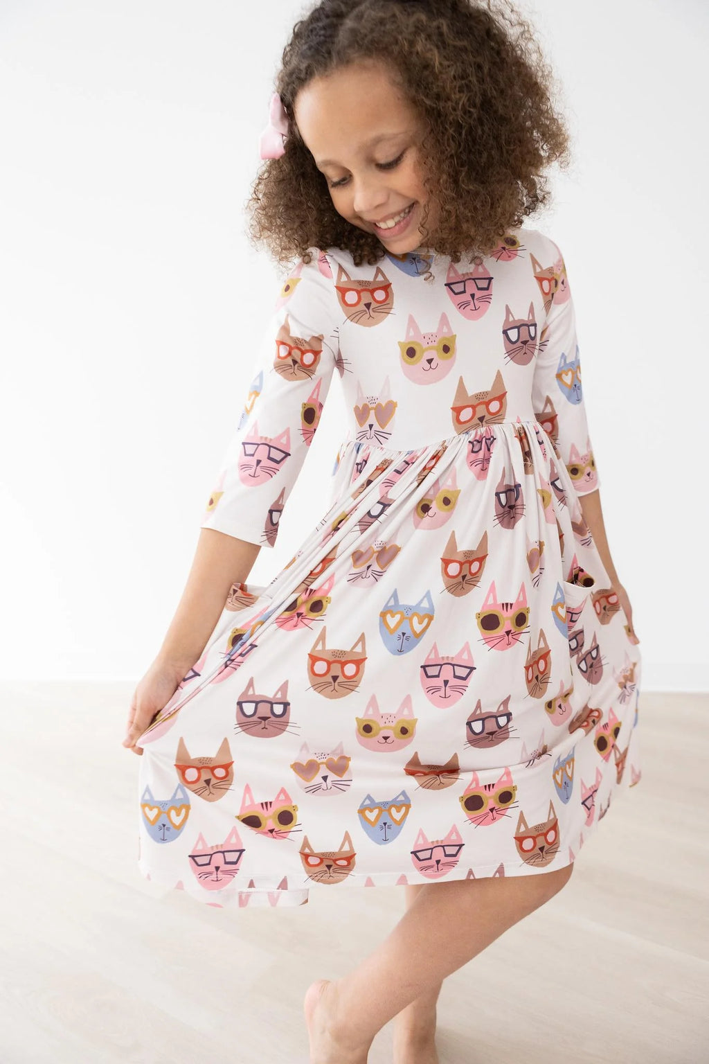 Cattitude Pocket Twirl Dress 3/4 Sleeve