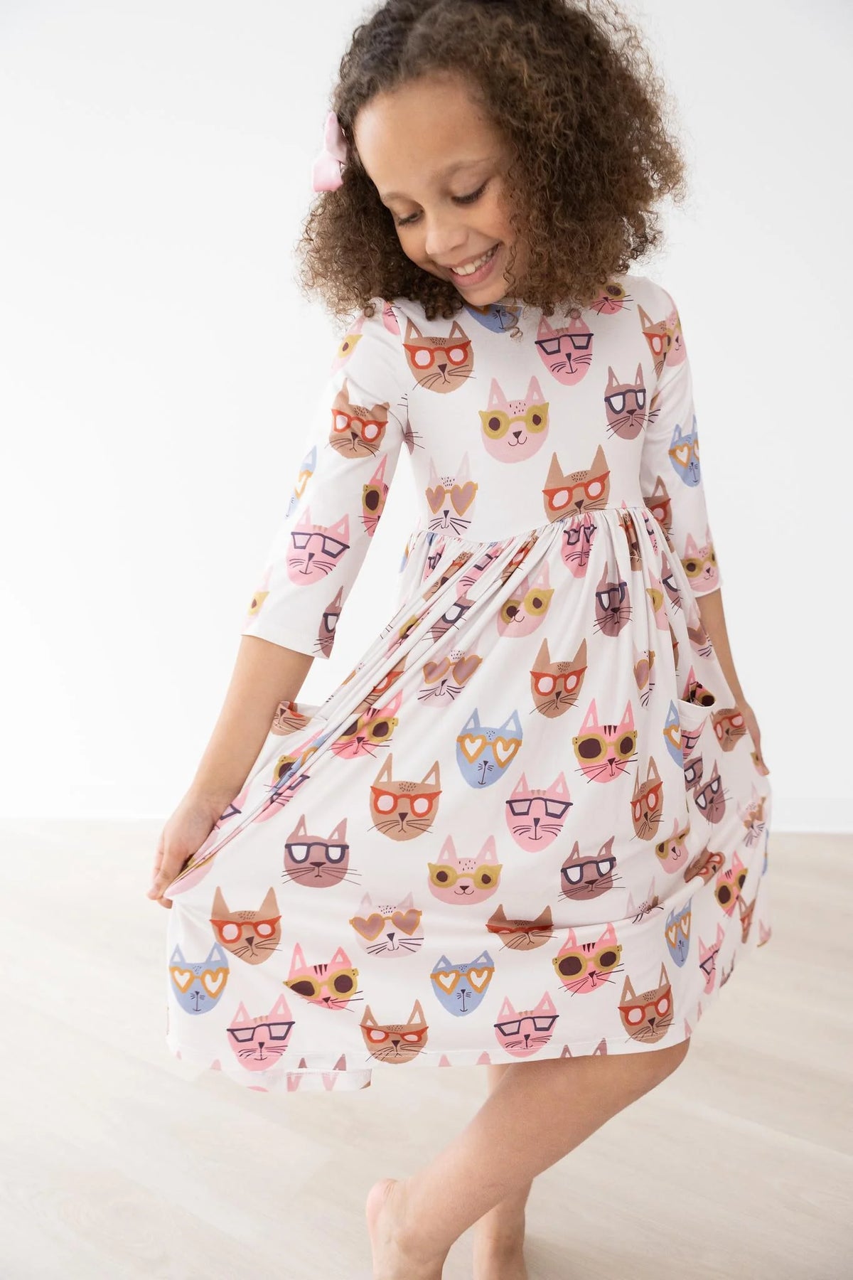 Cattitude Pocket Twirl Dress 3/4 Sleeve