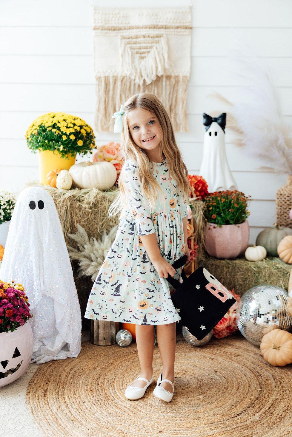 Ghouls Rule Pocket Twirl Dress 3/4 Sleeve