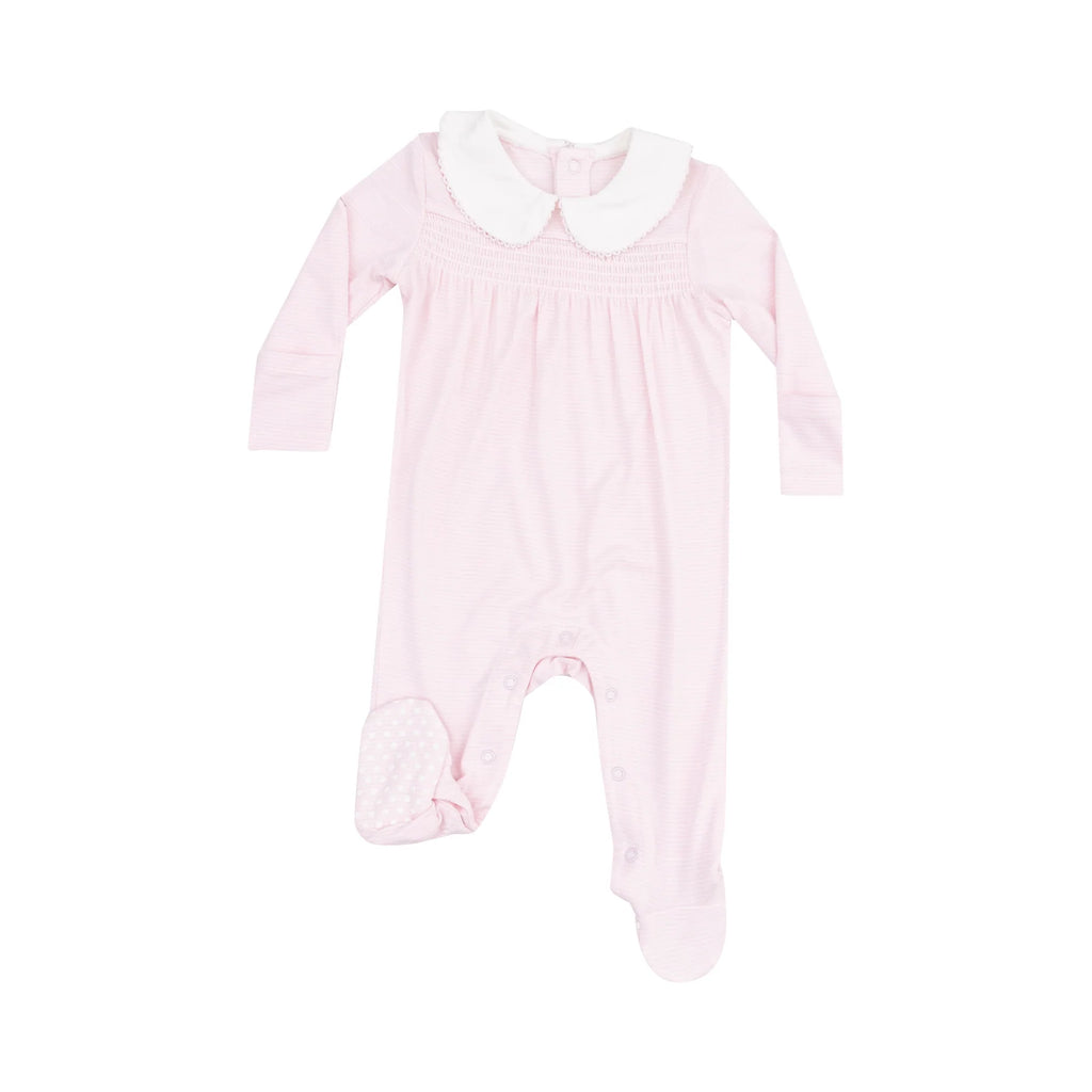 Angel Dear Smocked Peter Pan Footie Stripe Classic Pink