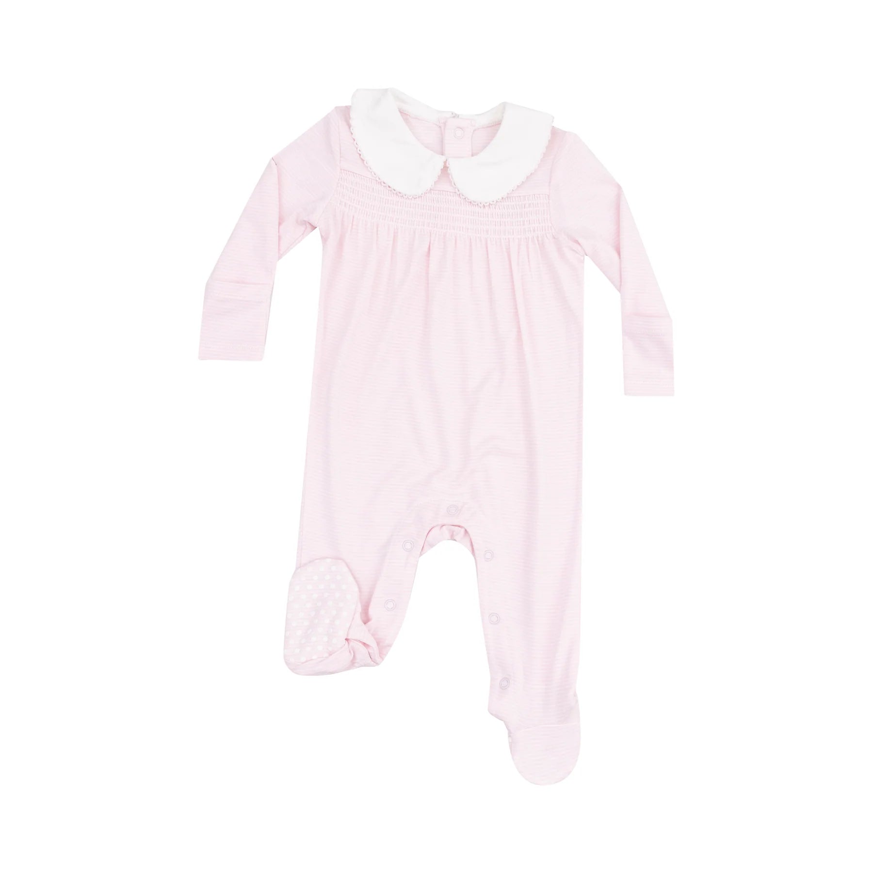 Angel Dear Smocked Peter Pan Footie Stripe Classic Pink