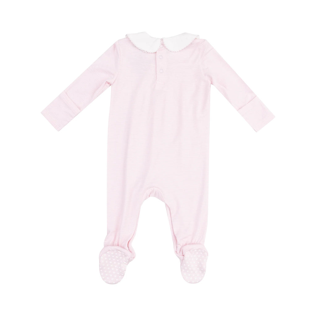 Angel Dear Smocked Peter Pan Footie Stripe Classic Pink
