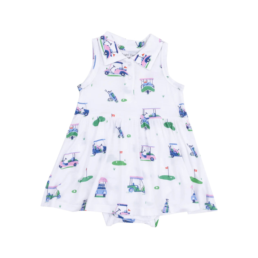 Angel Dear Polo Collar Bodysuit Dress - Pink Golf