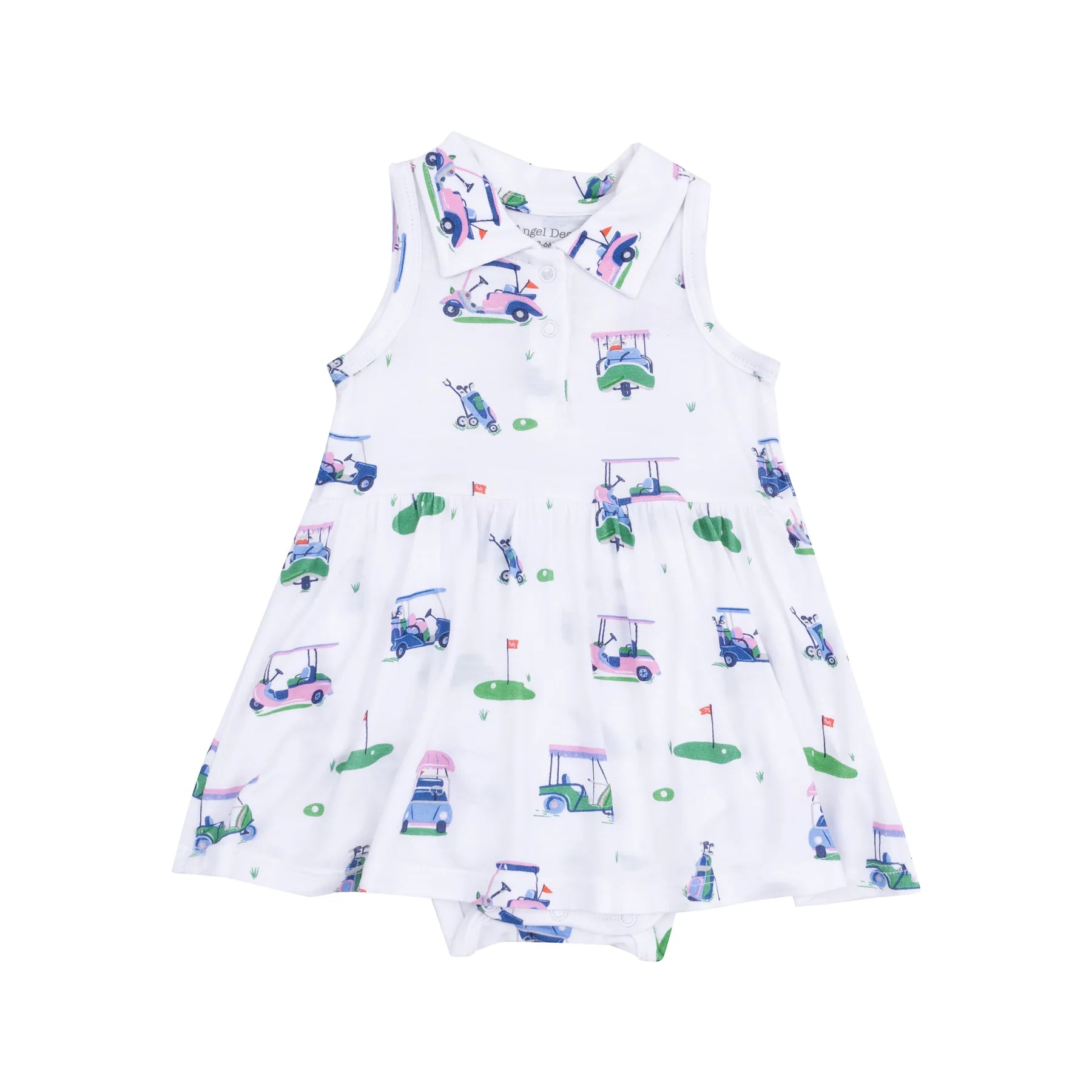 Angel Dear Polo Collar Bodysuit Dress - Pink Golf