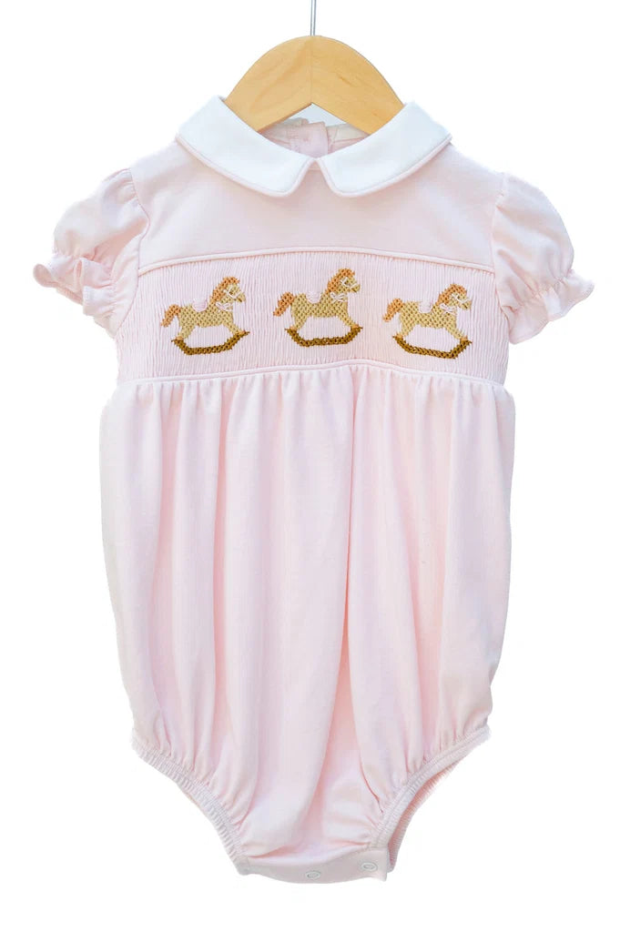 Ruth & Ralph Pink Rocking Horse Smocked Bubble
