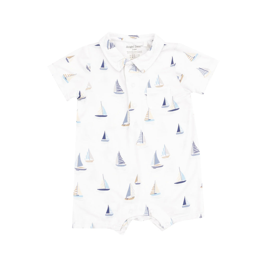 Angel Dear Polo Shortie - Sailboats Blue