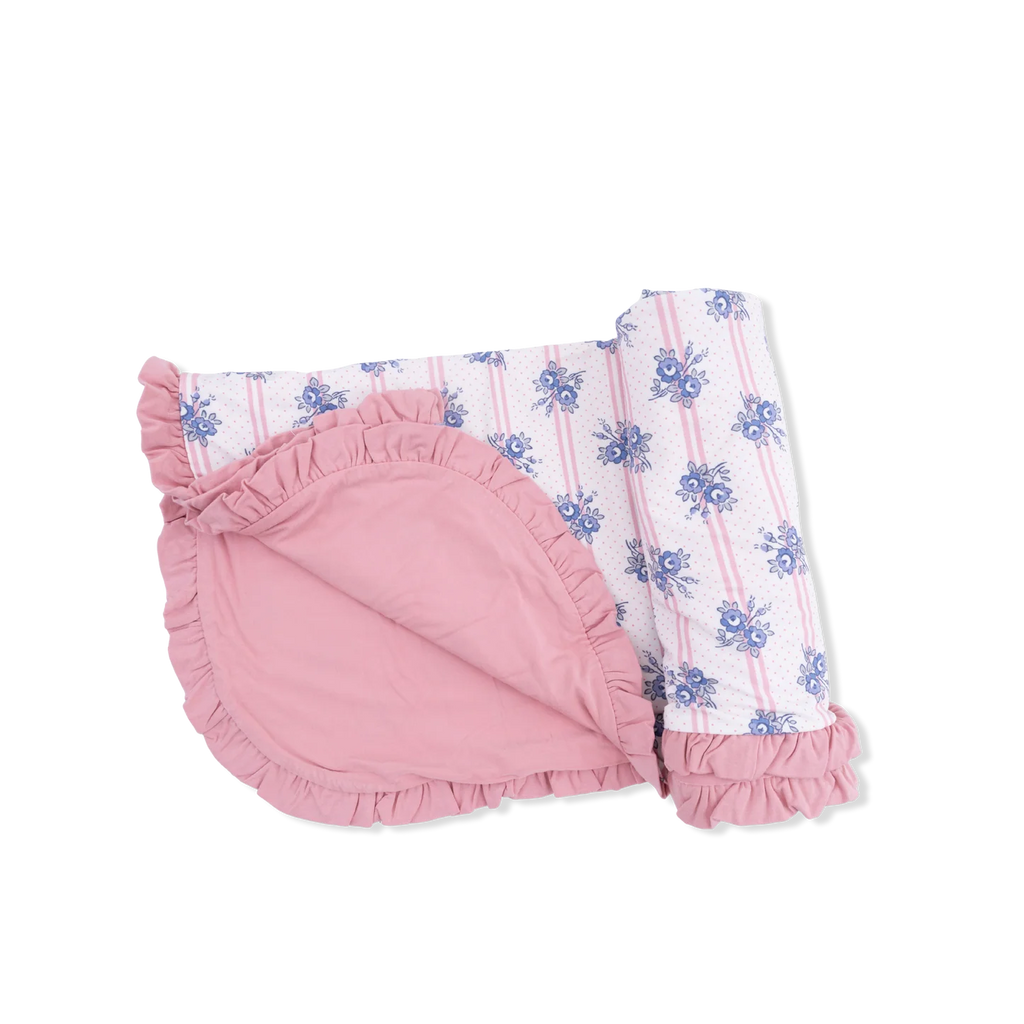 Angel Dear Stripe Dot Roses Ruffle Blanket