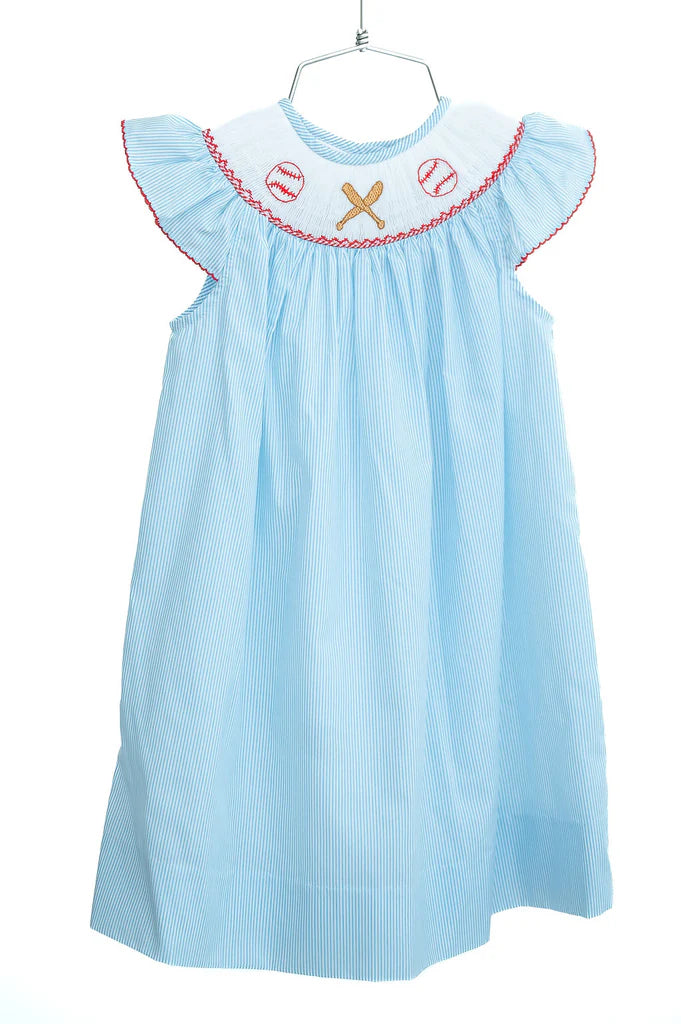 Ruth & Ralph Baseball Smocked Helen Dress
