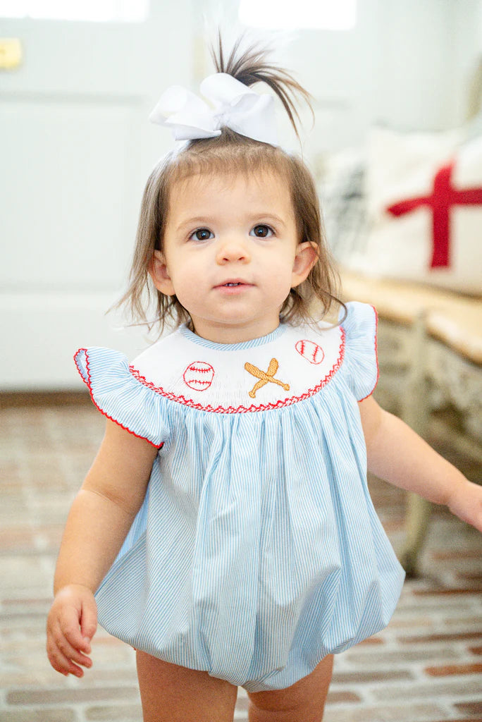 Ruth & Ralph Baseball Smocked Birdie Bubble
