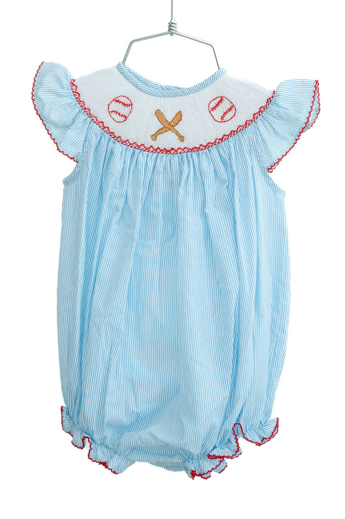 Ruth & Ralph Baseball Smocked Birdie Bubble