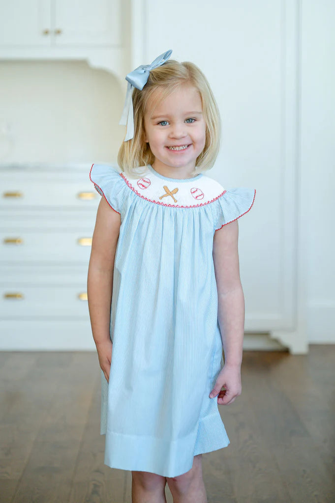 Ruth & Ralph Baseball Smocked Helen Dress