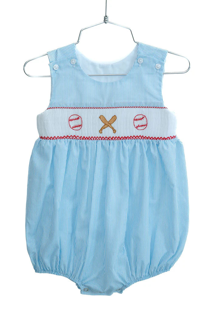 Ruth & Ralph Baseball Smocked Elliot Bubble