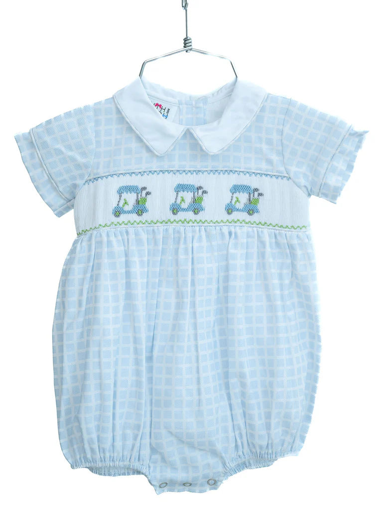 Ruth & Ralph Blue Golf Smocked Henry Bubble