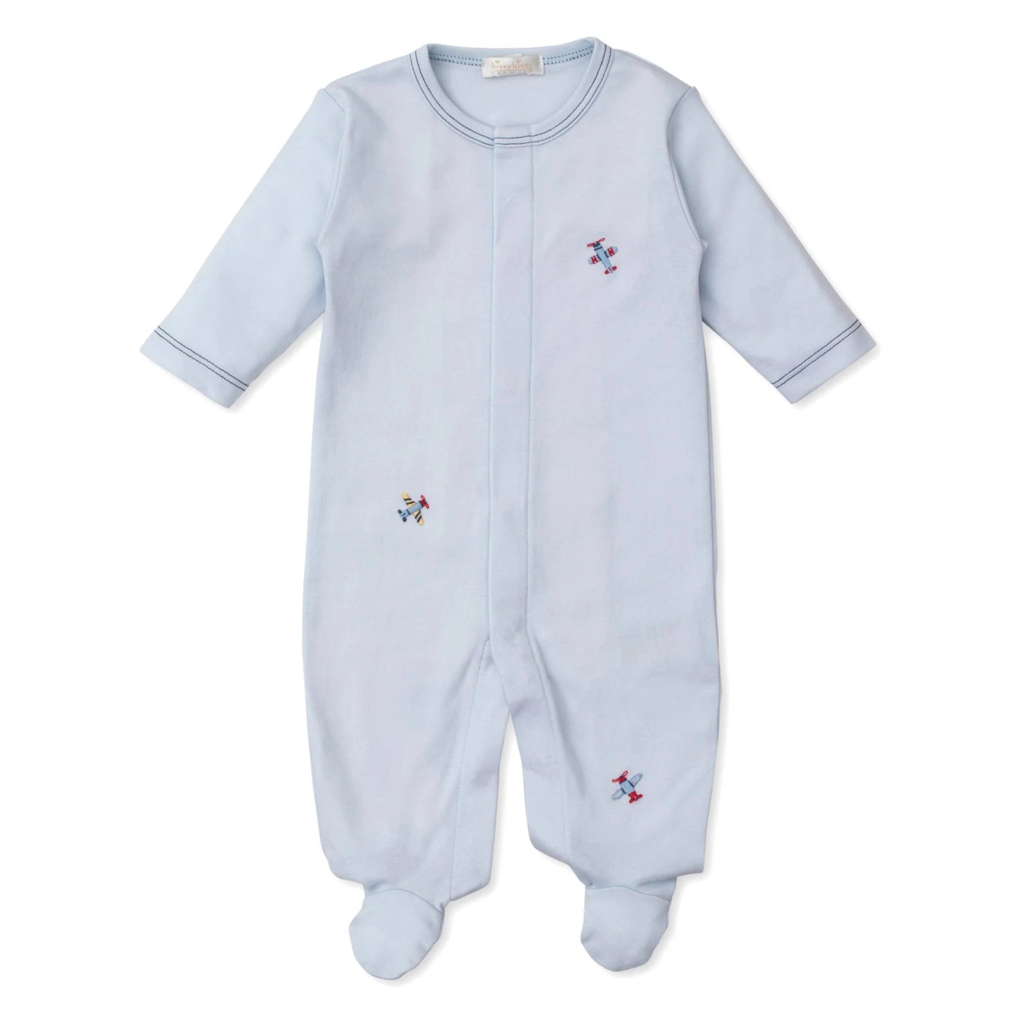 Kissy Kissy Sky Traffic Footie - Hand Embroidered