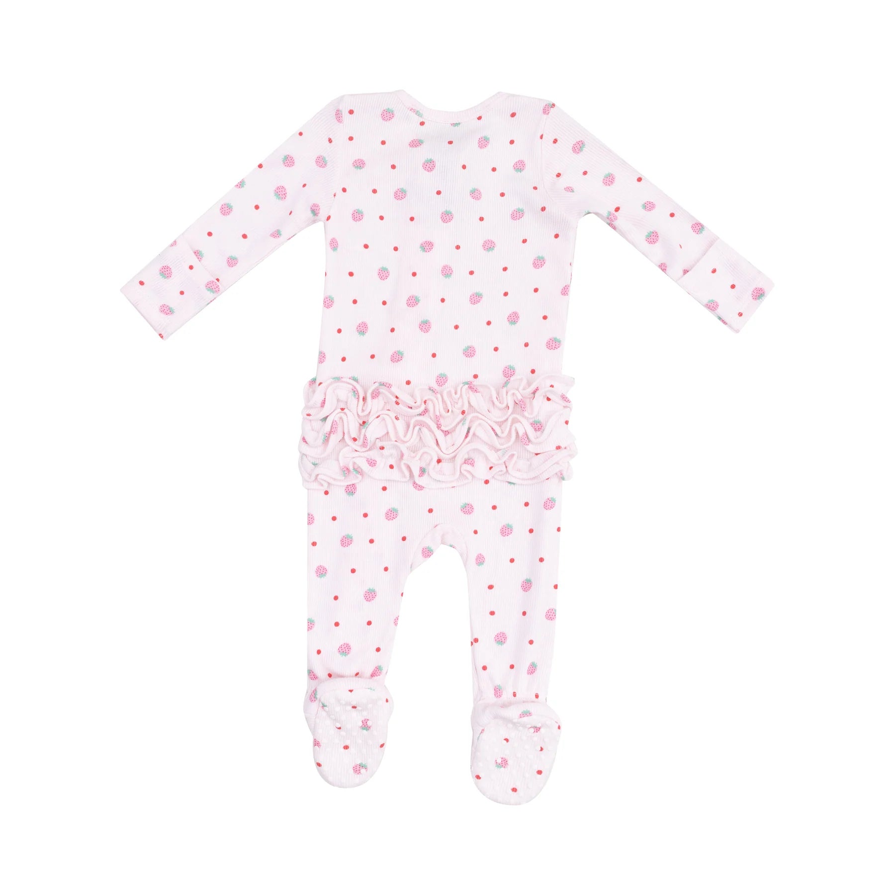 Angel Dear 2 Way Zipper Footie - Strawberry Swiss Dot