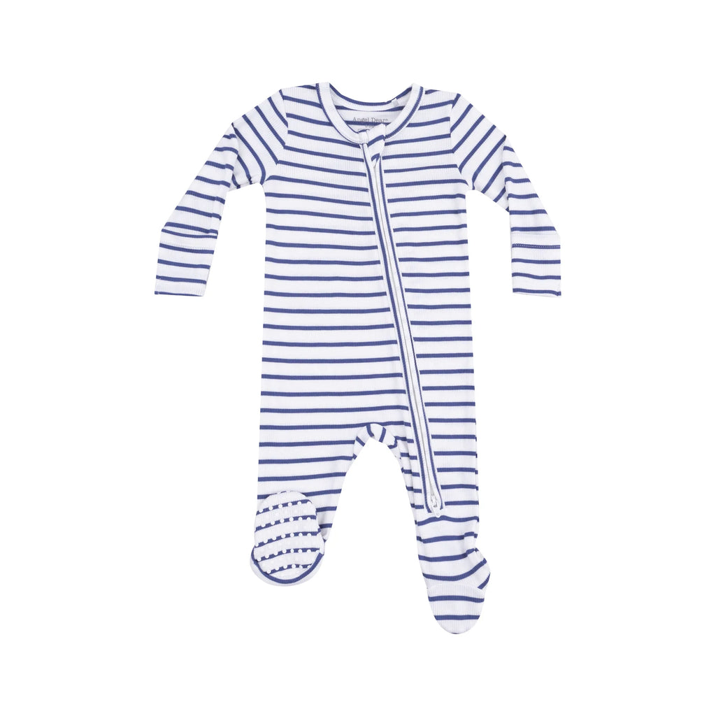 Angel Dear 2 Way Zipper Footie - Stripe Vintage Navy