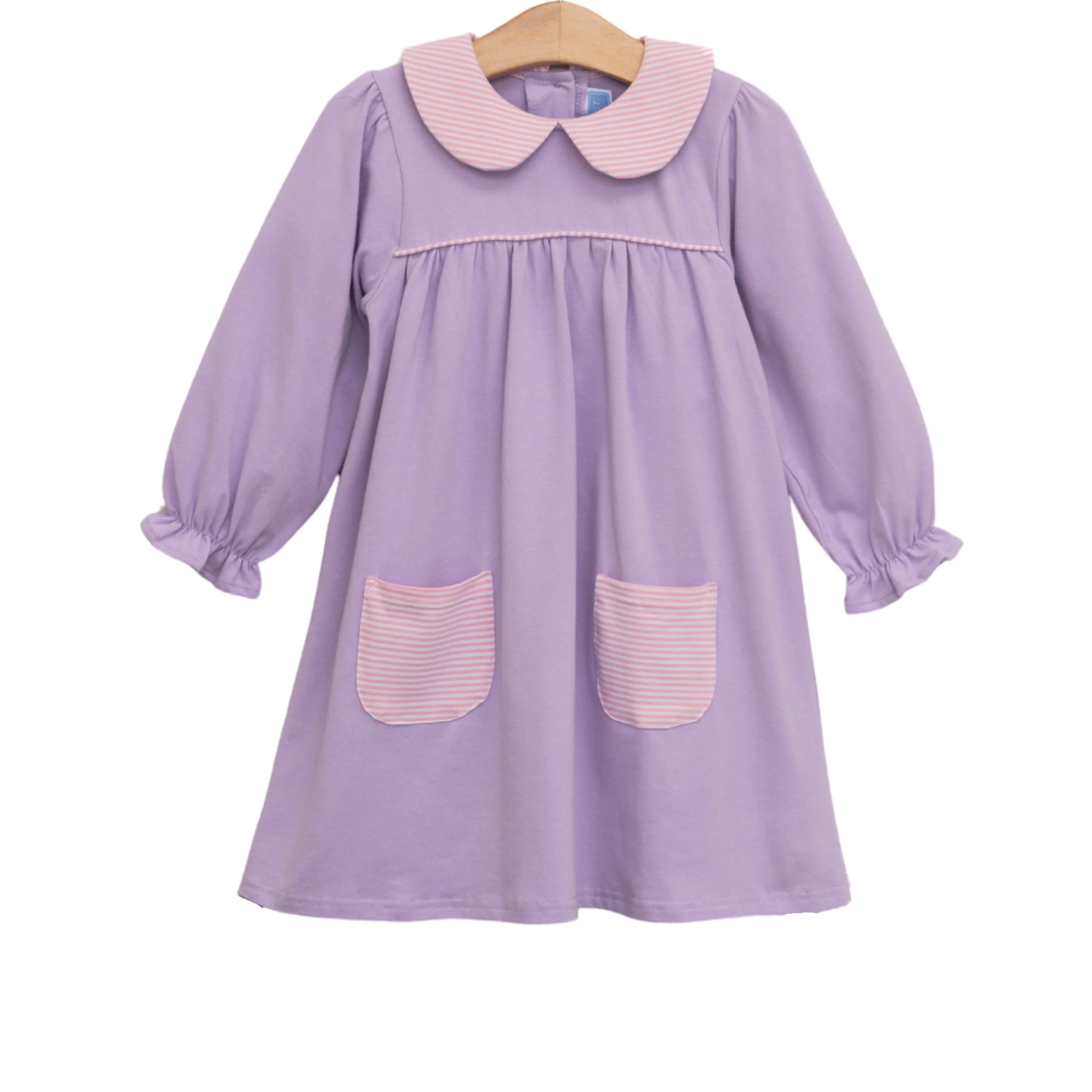 Abigail Dress-Lavender/Pink Stripe