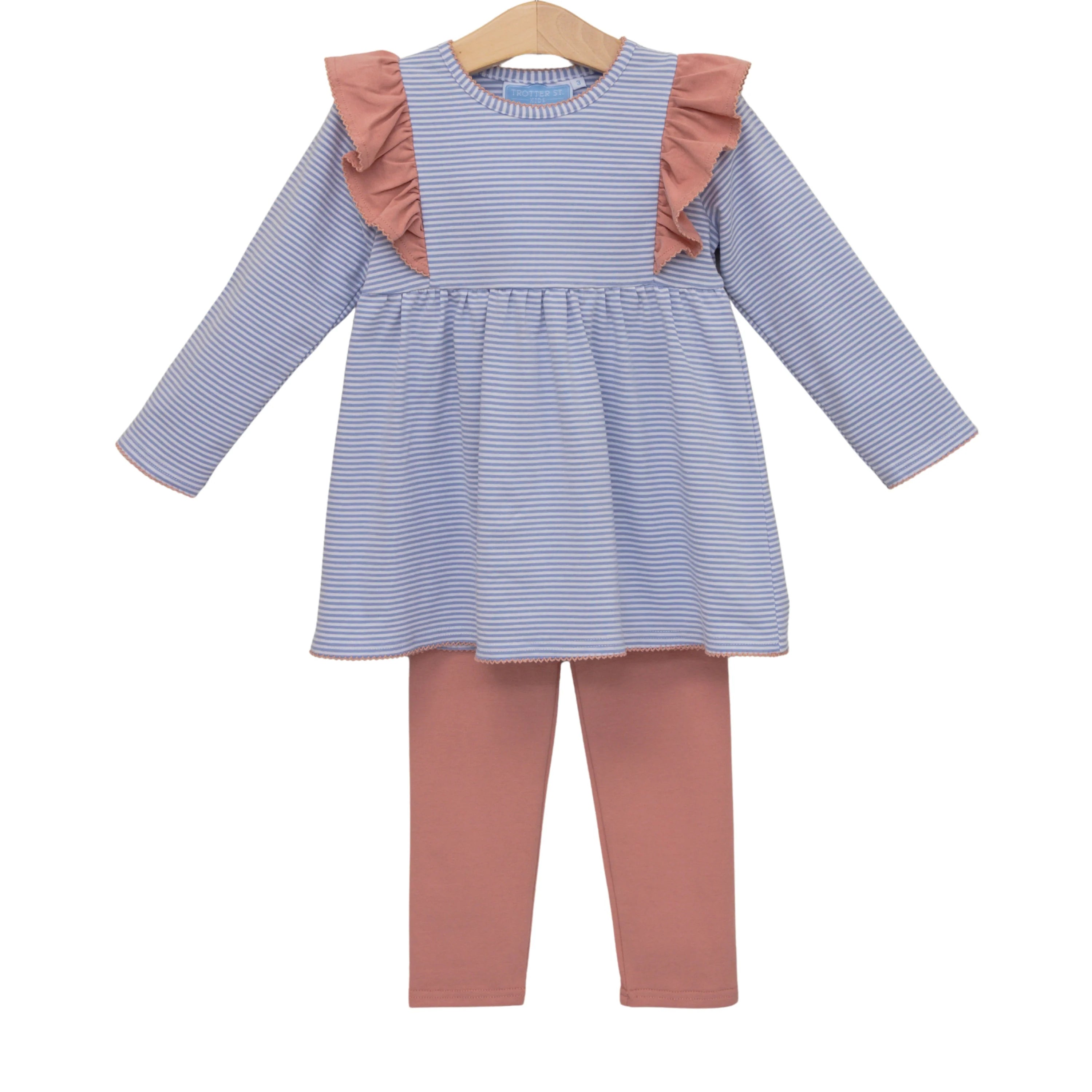 Madison Pant Set-Dusty Blue Stripe/Mauve