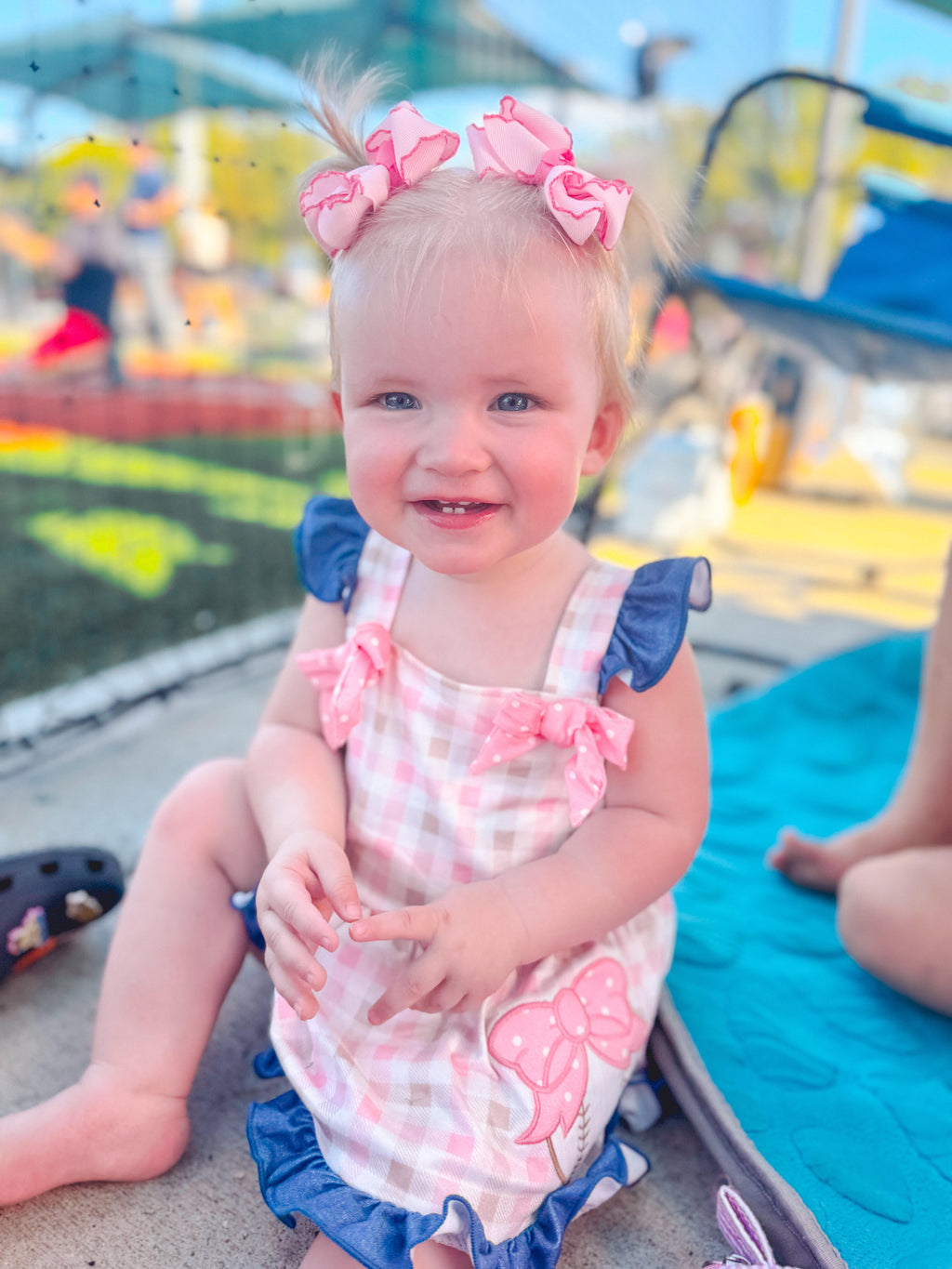 Pink Plaid Baseball Onesie