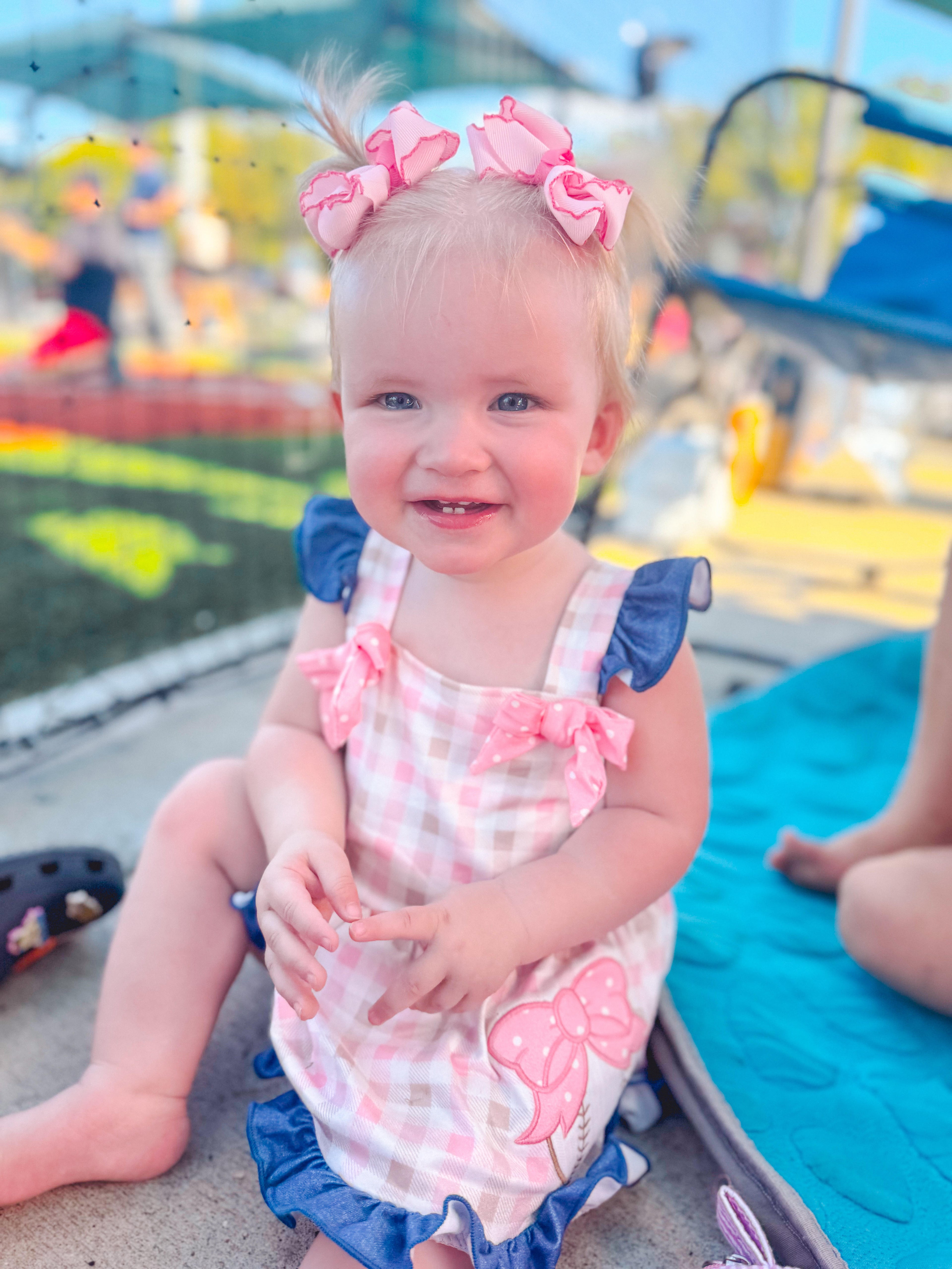 Pink Plaid Baseball Onesie