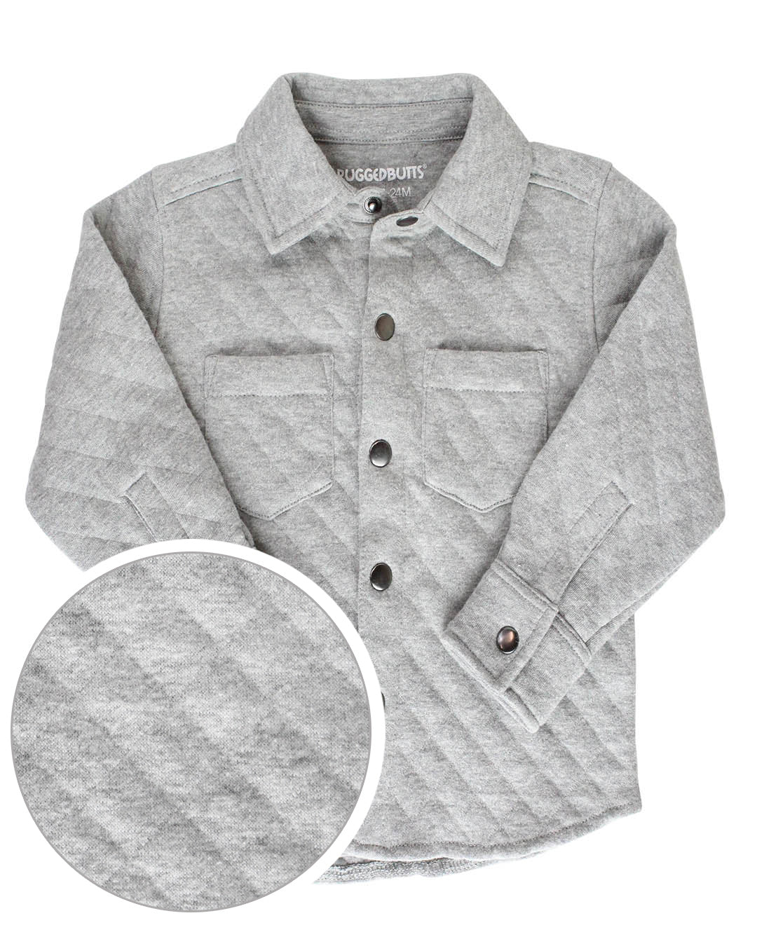 Quilted Knit Long Sleeve Button Down Shirt