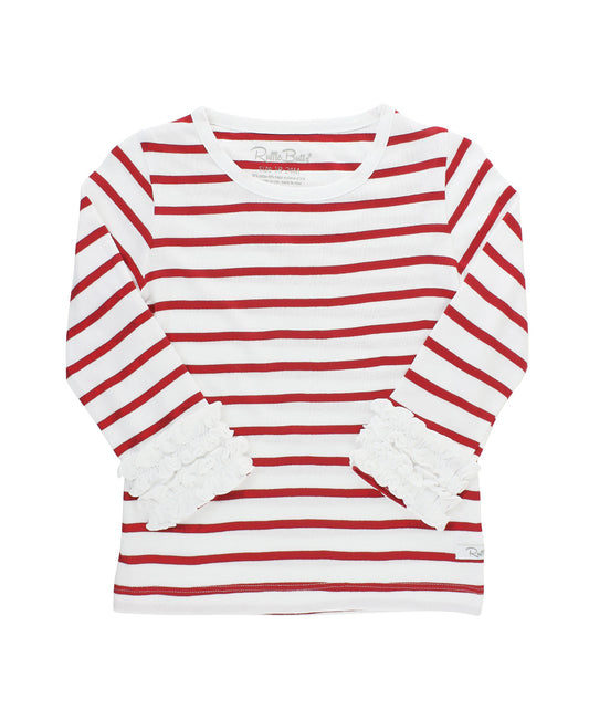 Knit Long Sleeve Ruffle Layering Tee