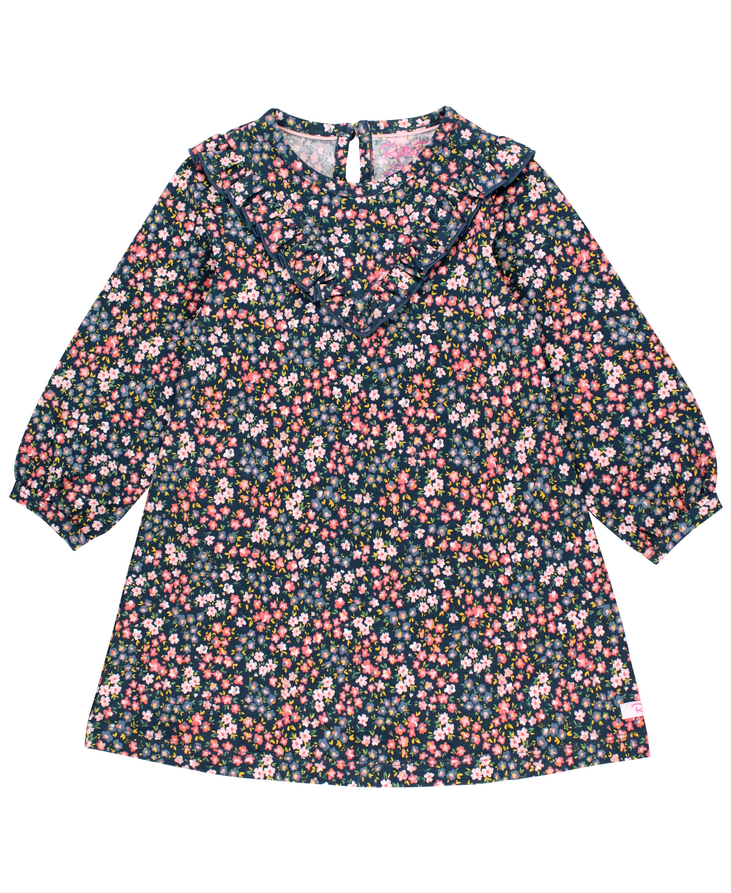 Knit Long Sleeve V-Ruffle Dress