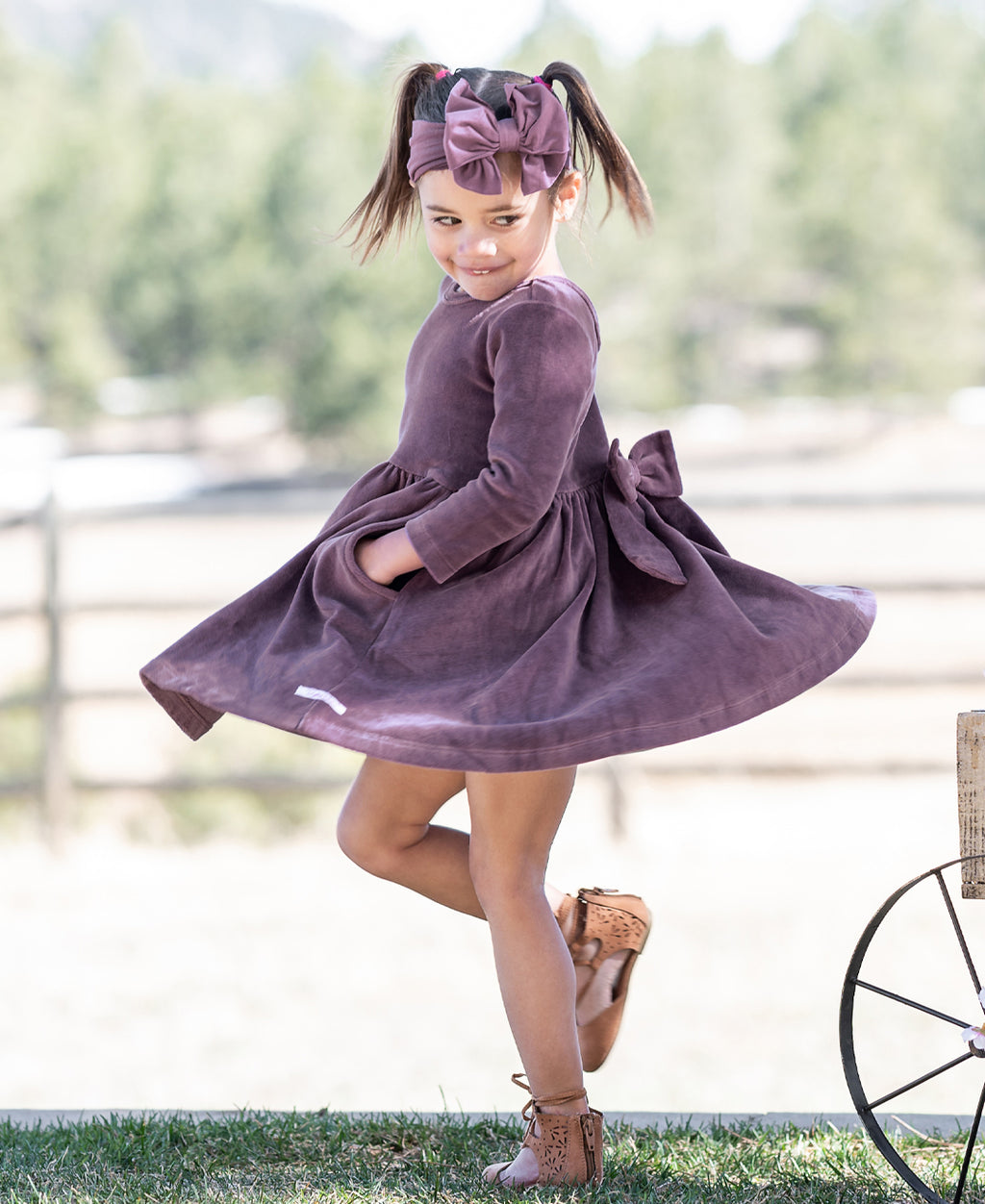 Velour 3/4 Sleeve Twirl Dress