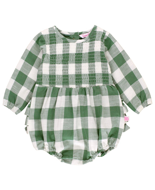 Long Sleeve Smocked Bubble Romper