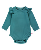 Rib Knit Long Sleeve Flutter Bodysuit