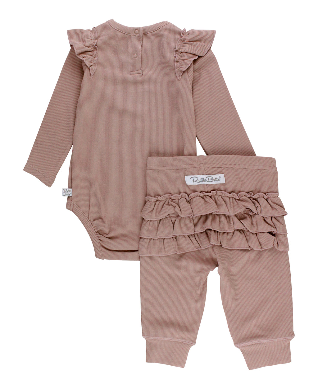 Rib Knit Ruffle Pant Set
